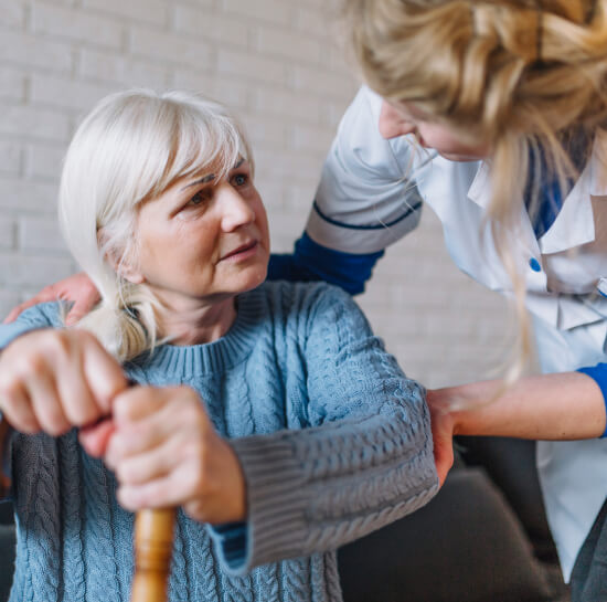 Patient looking at the Caregiver